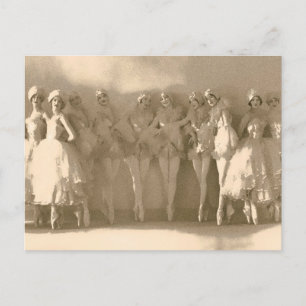 Vintage dancers on tiptoe, with tule postcard