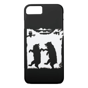 Vintage Dancing Bears Black Silhouette Trees Owl iPhone 8/7 Case