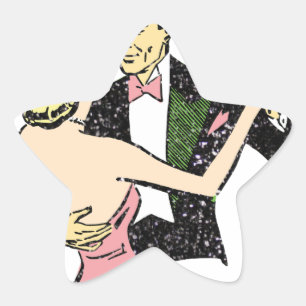 vintage dancing couple star sticker