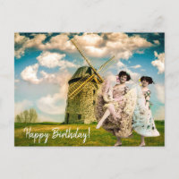 Vintage Dancing Flower Girls and Windmill Birthday
