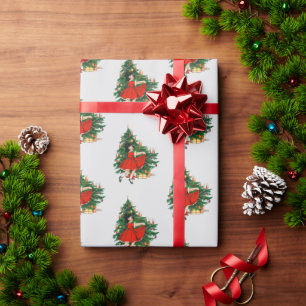 Vintage Dancing Girl and Christmas Tree  Wrapping Paper