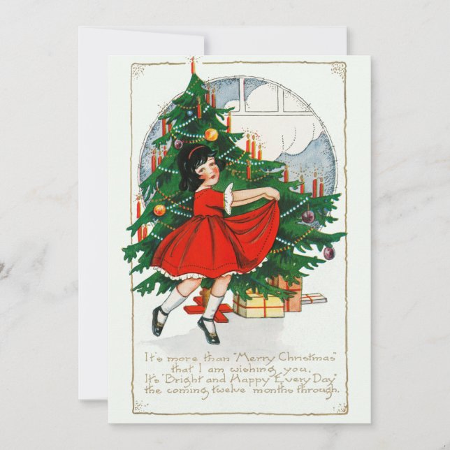 Vintage Dancing Girl Christmas Card (Front)