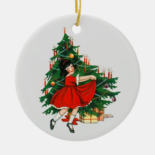 Vintage Dancing Girl Christmas Tree Ornament (Front)