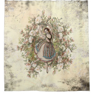 Vintage Dancing Gypsy Floral Mix and Match Shower Curtain