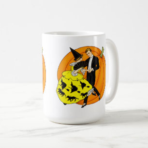 Vintage Dancing Halloween Couple Pumpkin Coffee Mug