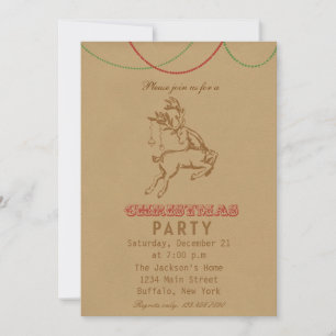 Vintage Dancing Reindeer Holiday Party Invitation