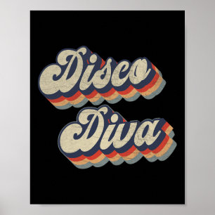 Vintage Dancing Retro 70s 80s Party Disco Diva  Poster