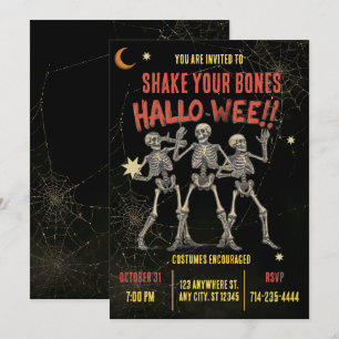Vintage Dancing Skeleton Halloween Invitation