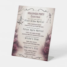 Vintage Dancing Skeletons Halloween Cocktail Menu