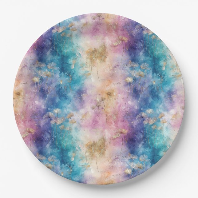 Vintage Dandelion Abstract Pattern (2) Paper Plate (Front)