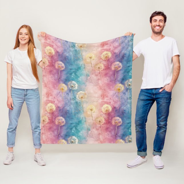 Vintage Dandelion Abstract Pattern (3) Fleece Blanket (In Situ)