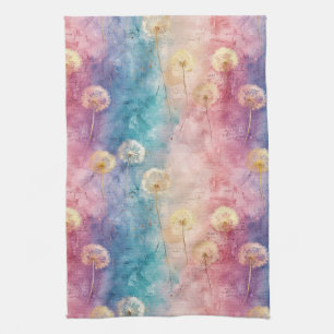 Vintage Dandelion Abstract Pattern (3) Tea Towel