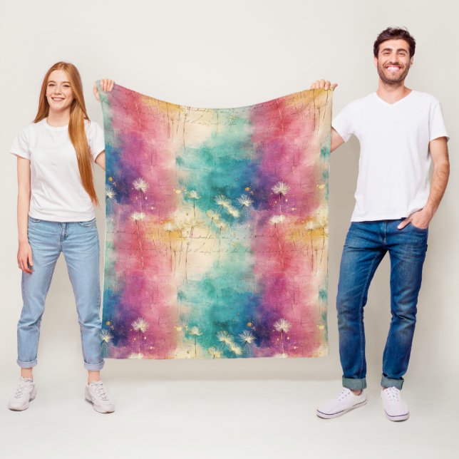 Vintage Dandelion Abstract Pattern (4) Fleece Blanket (In Situ)