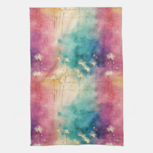 Vintage Dandelion Abstract Pattern (4) Tea Towel