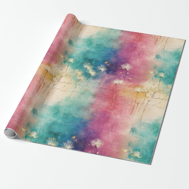 Vintage Dandelion Abstract Pattern (4) Wrapping Paper (Unrolled)