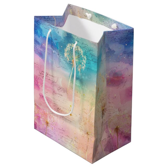 Vintage Dandelion Abstract Pattern (7) Medium Gift Bag (Front Angled)