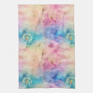Vintage Dandelion Abstract Pattern (7) Tea Towel