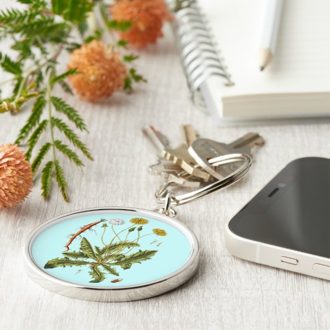 Vintage Dandelion Illustration Key Ring (Side)