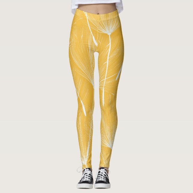 Vintage Dandelions: Seamless Pattern Leggings (Front)