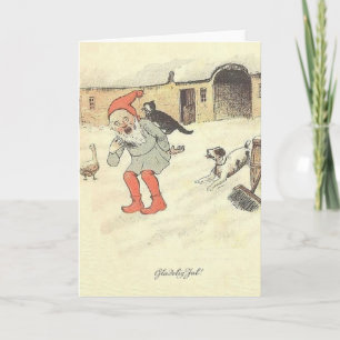 Vintage Danish Glæ delig Jul Christmas Card