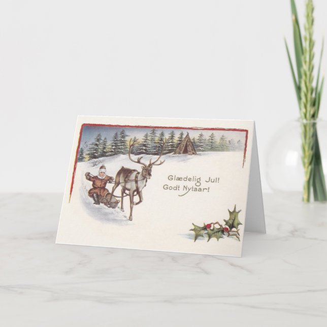 Vintage Danish Glædelig Jul Christmas Card (Front)