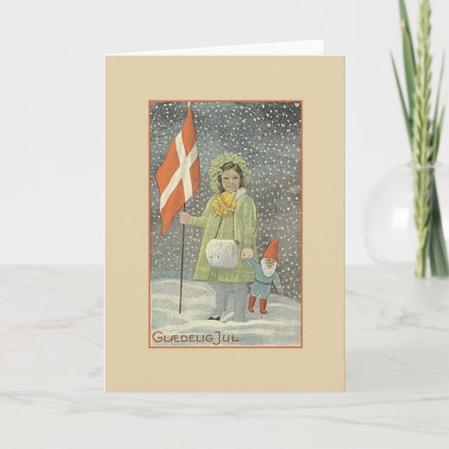 Vintage Danish Glædelig Jul Christmas Card (Front)