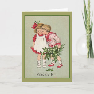 Vintage Danish Glædelig Jul Christmas Card