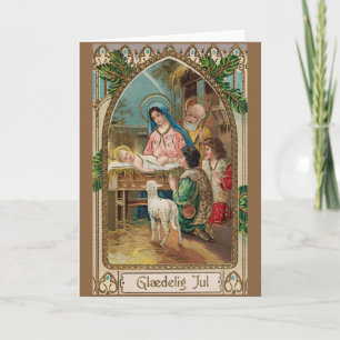 Vintage Danish Religious Christmas Greeting Card