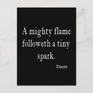 Vintage Dante Mighty Flame Tiny Spark Quote Quotes Postcard
