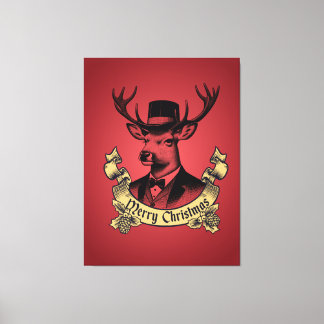 Vintage Dapper Stag Merry Christmas Formal Canvas Print