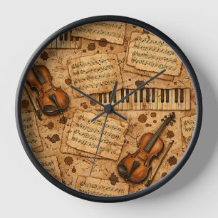 Vintage Dark Academia Aesthetic Patterns Clock