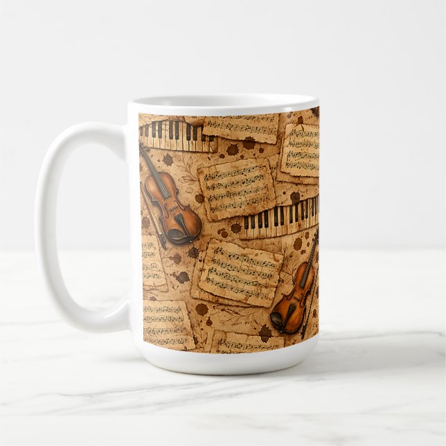 Vintage Dark Academia Aesthetic Patterns Coffee Mug (Left)