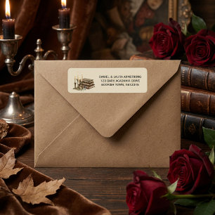 Vintage Dark Academia Book Stack Return Address