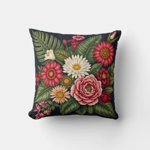 Vintage Dark Botanical Floral Cushion