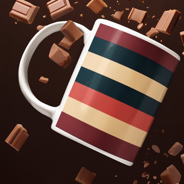 Vintage Dark Brown and Green Stripes Coffee Mug (Mugs and cups)
