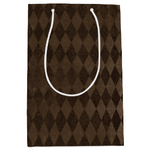 Vintage Dark Brown Harlequin  Medium Gift Bag