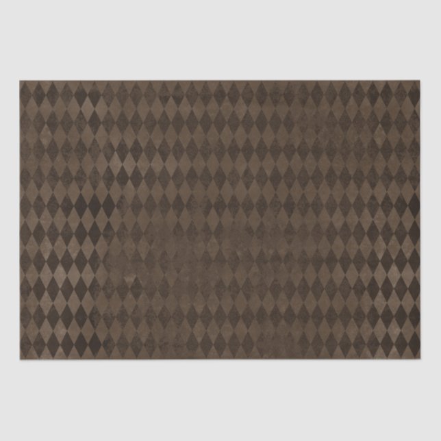 Vintage Dark Brown Harlequin  Tissue Paper (Front)