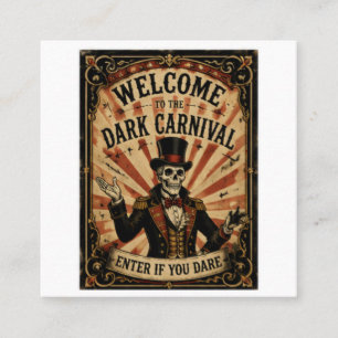 Vintage Dark Carnival Halloween Party Design Square Business Card