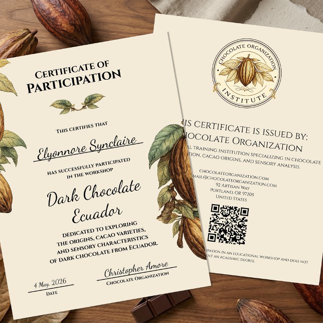 Vintage Dark Chocolate Workshop Certificate (Creator Uploaded)