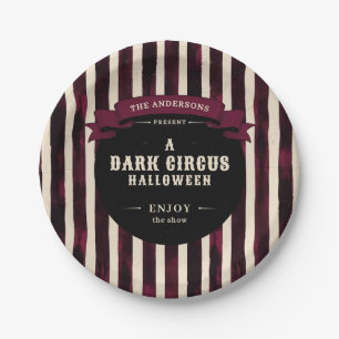 Vintage Dark Circus Halloween Party Paper Plate