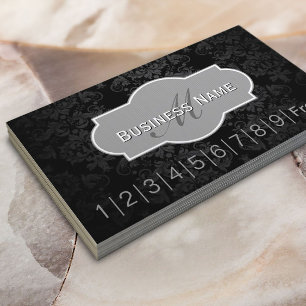 Vintage Dark Damask Hair Salon Loyalty Punch Card