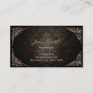 Vintage Dark Damask Psychologist Business Card