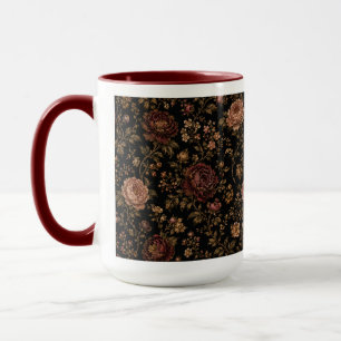 Vintage Dark Floral Coffee Mug Moody Botanical