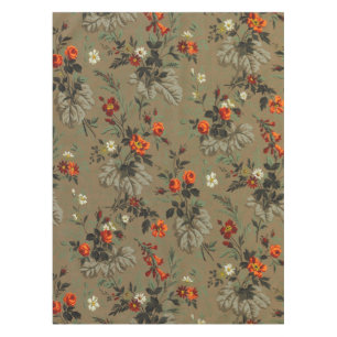 Vintage Dark Floral Orange Rose Botanical Pattern Tablecloth