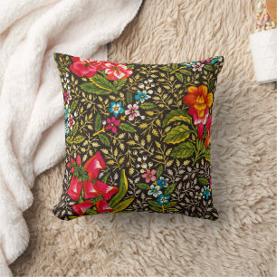 Vintage Dark Floral Toile Botanical Pattern Cushion
