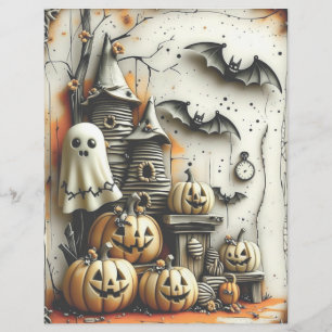 Vintage Dark Gothic Halloween Scrapbook Paper 