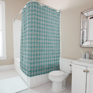 Vintage Dark Green Barcelona Star Tile Geometric Shower Curtain
