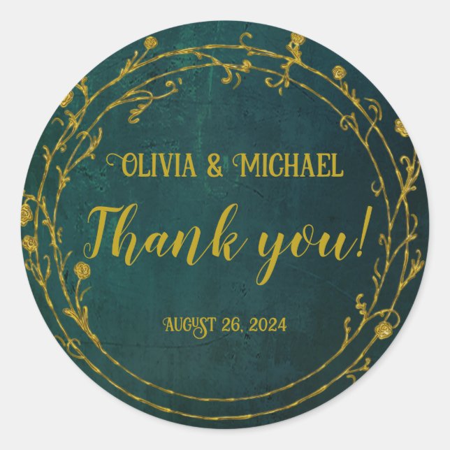 Vintage Dark Green Classic Round Sticker (Front)