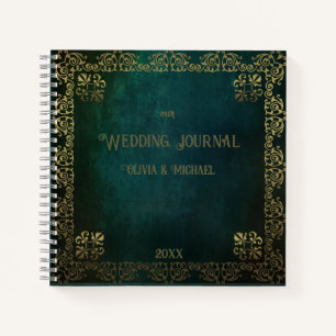 Vintage Dark Green & Golden Frame Wedding Journal