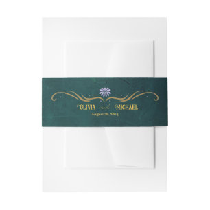 Vintage Dark Green Invitation Belly Band